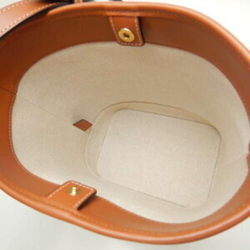 Celine Bucket Crossbody Shoulder Bag Cuir Triomphe Canvas Calfskin Natural Tan - Picture 8 of 9